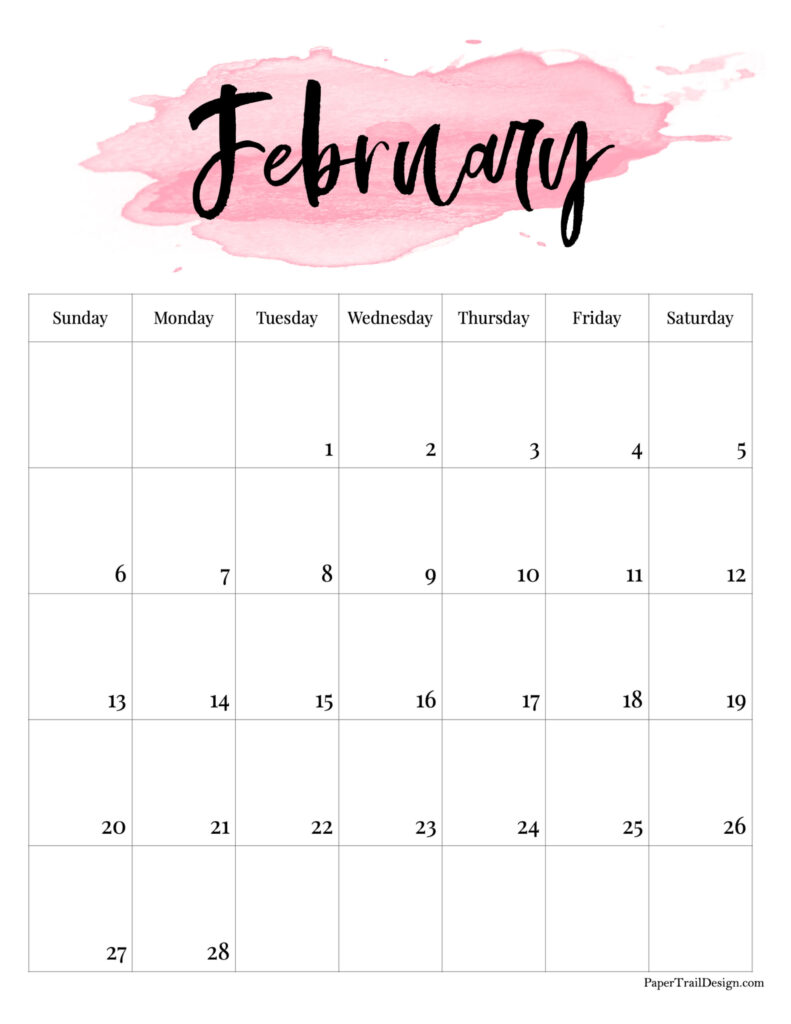2022 Printable Calendar Watercolor Paper Trail Design