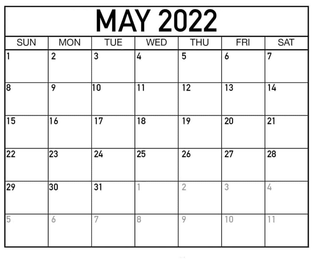 Blank May 2022 Calendar Printable Calendar Station