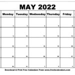 Blank Printable May 2022 Calendars