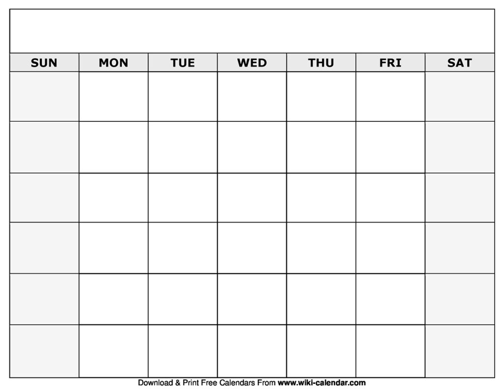 Printable Blank Calendar Templates