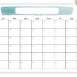Printable Monthly Calendar 8 5x11 Or 11x14 With Watercolor Design
