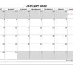 2022 Canada Monthly Calendar With Notes Free Printable Templates