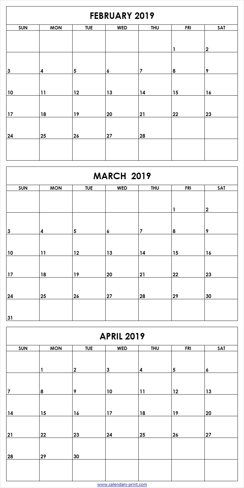 Free Blank 3 Month Calendar Template 2023