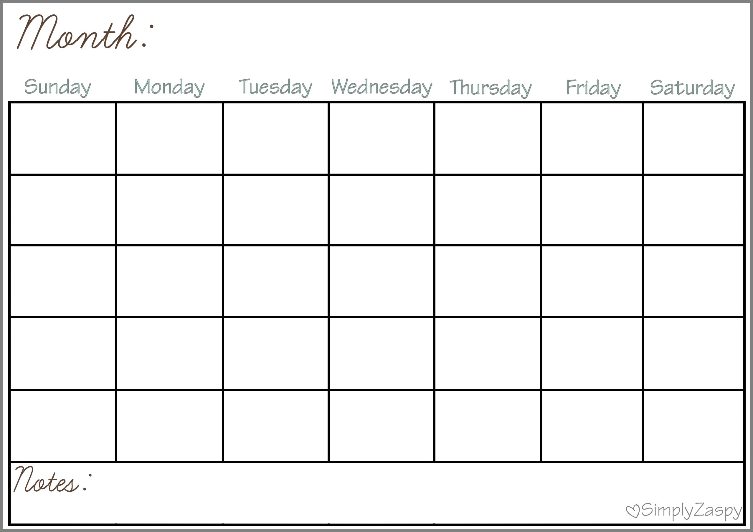 Free Blank Calendar Grid Printable 2024