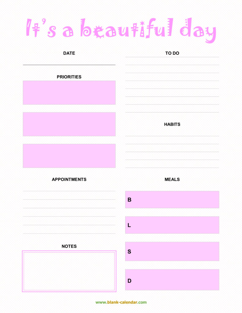 Daily Planner Templates WORD EXCEL PDF 