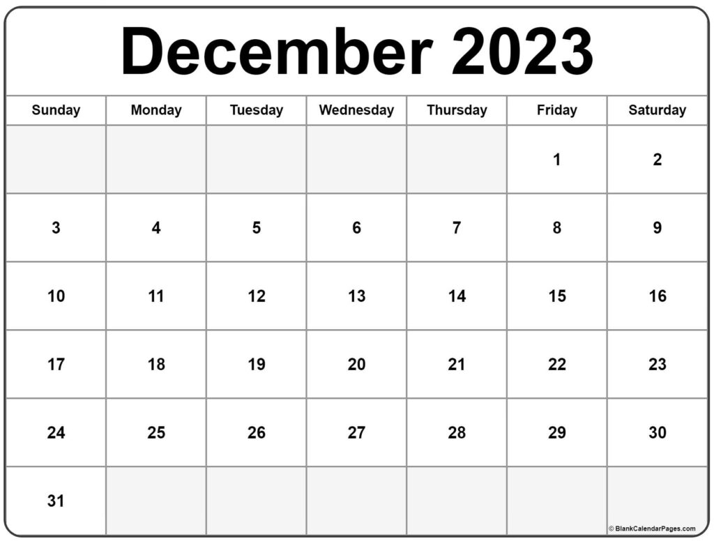 December 2023 Calendar Free Printable Calendar Templates