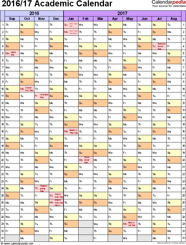 Free Fillable Academic Calendar Free Calendar Template