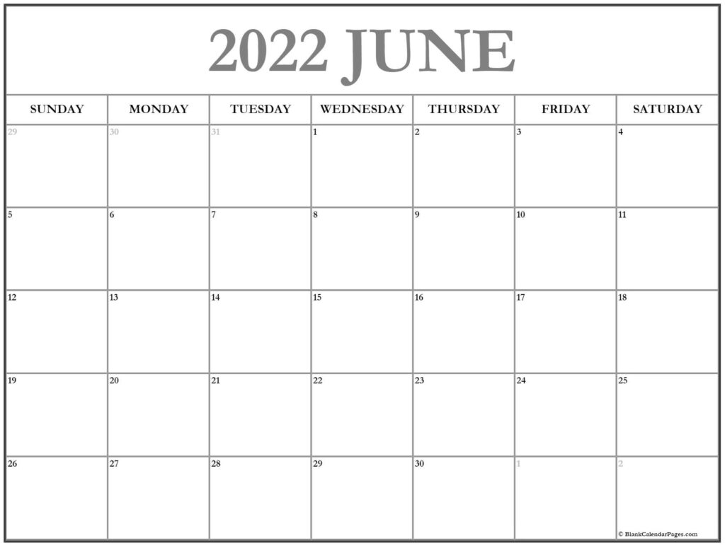 June 2022 Calendar Free Printable Calendar Templates