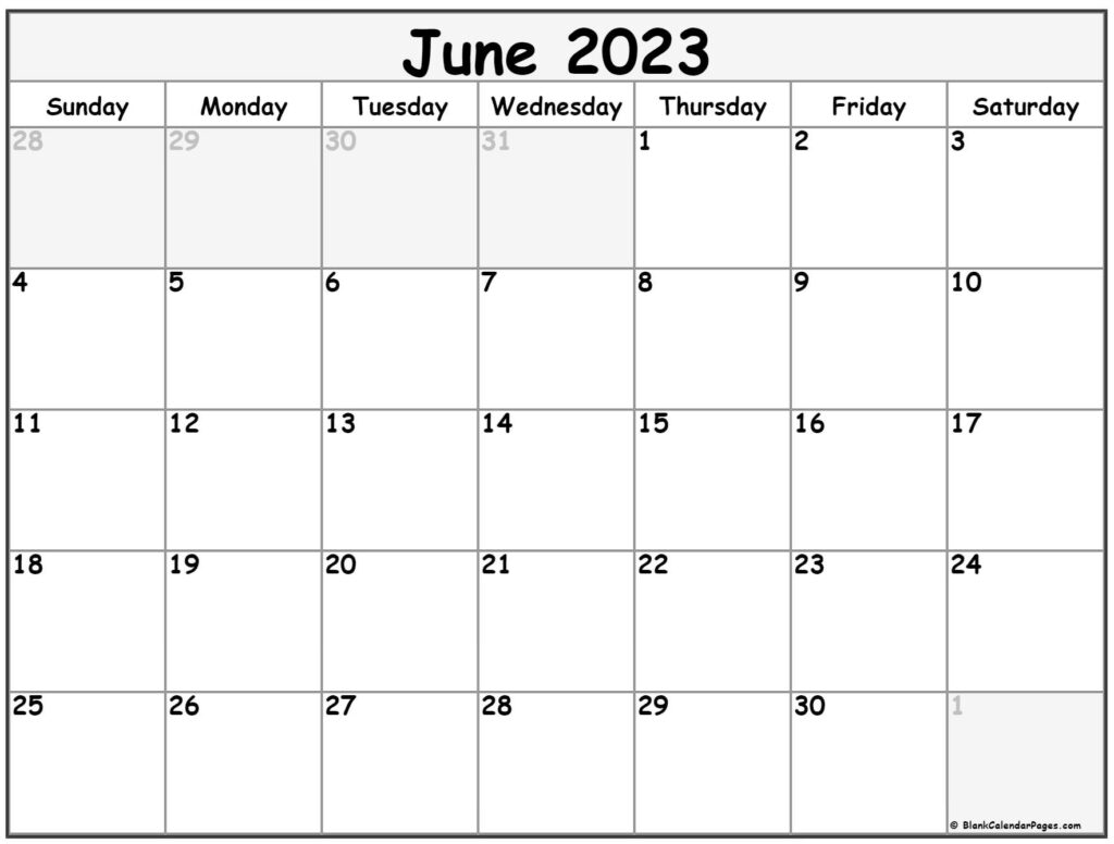 June 2023 Calendar Free Printable Monthly Calendars