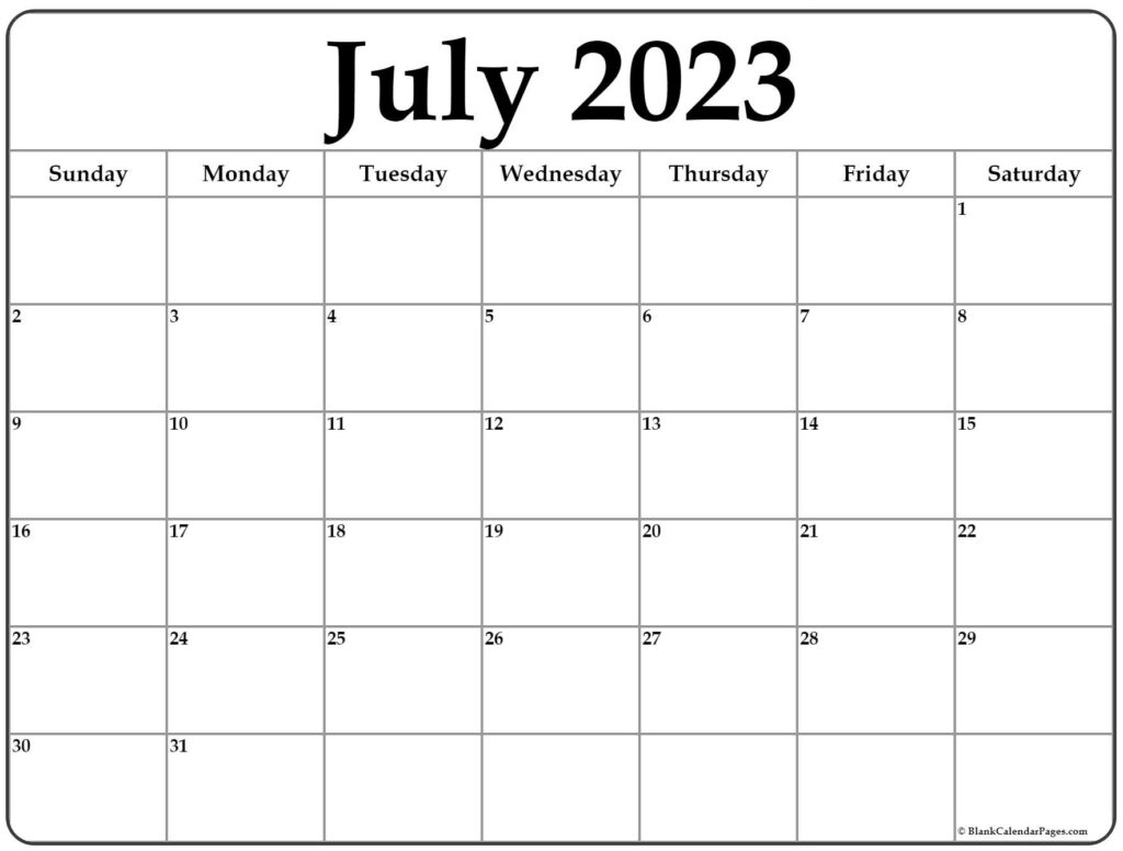 July 2023 Calendar Free Printable Calendar