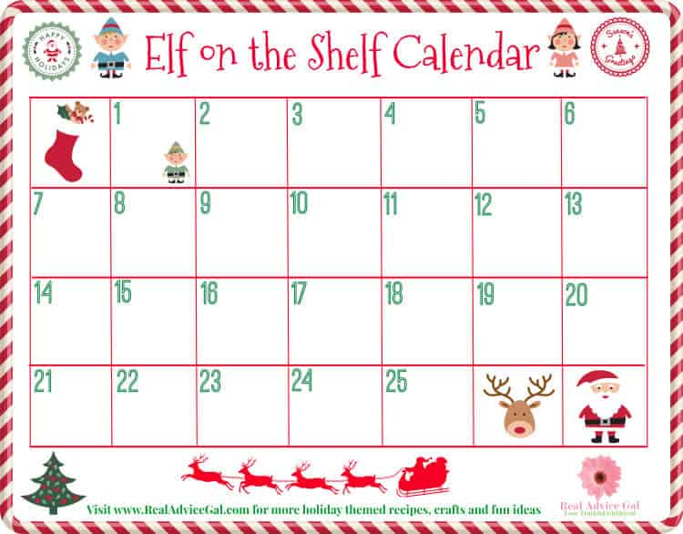 Funny Elf On The Shelf Calendar Of Ideas Real Advice Gal
