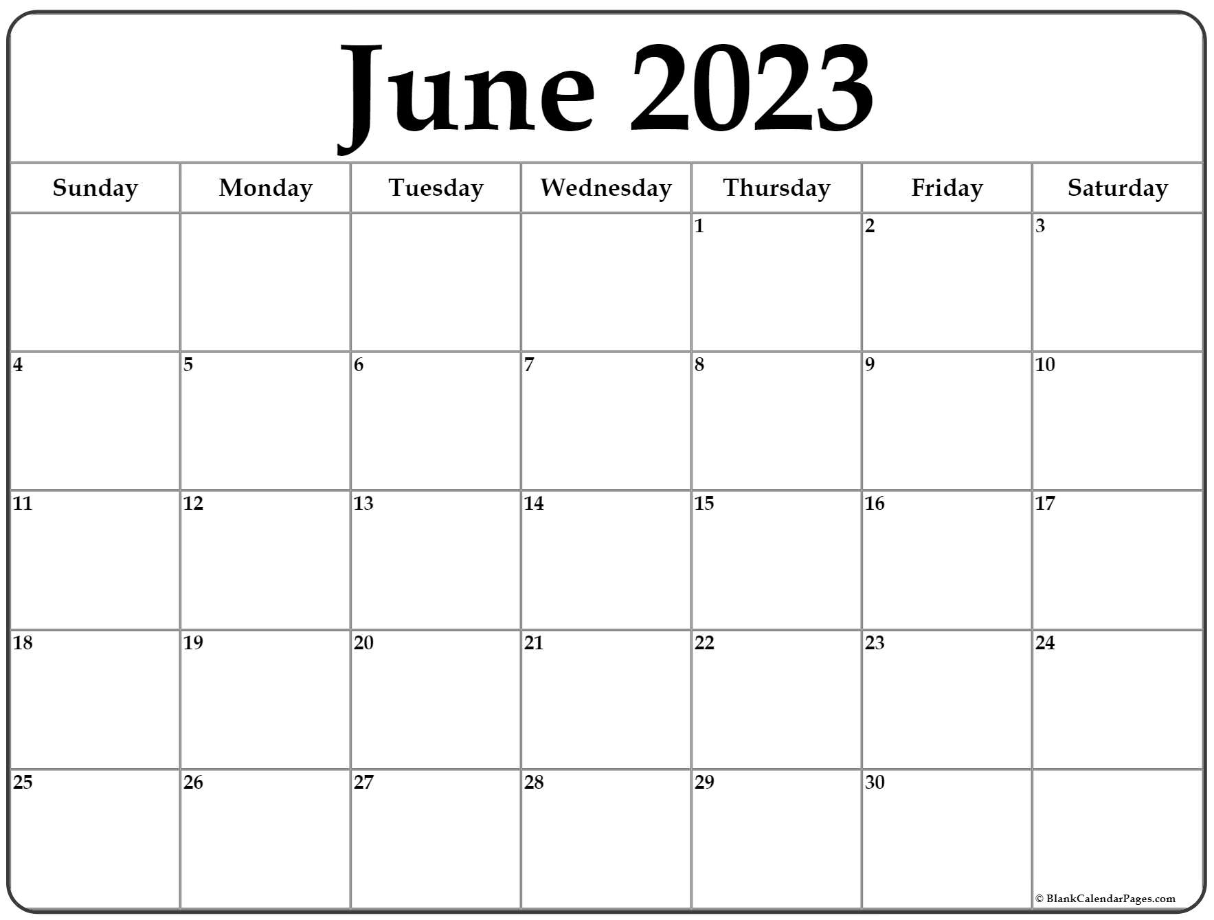 June 2023 Calendar Free Printable Calendar