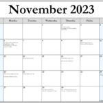 November 2023 With Holidays Calendar