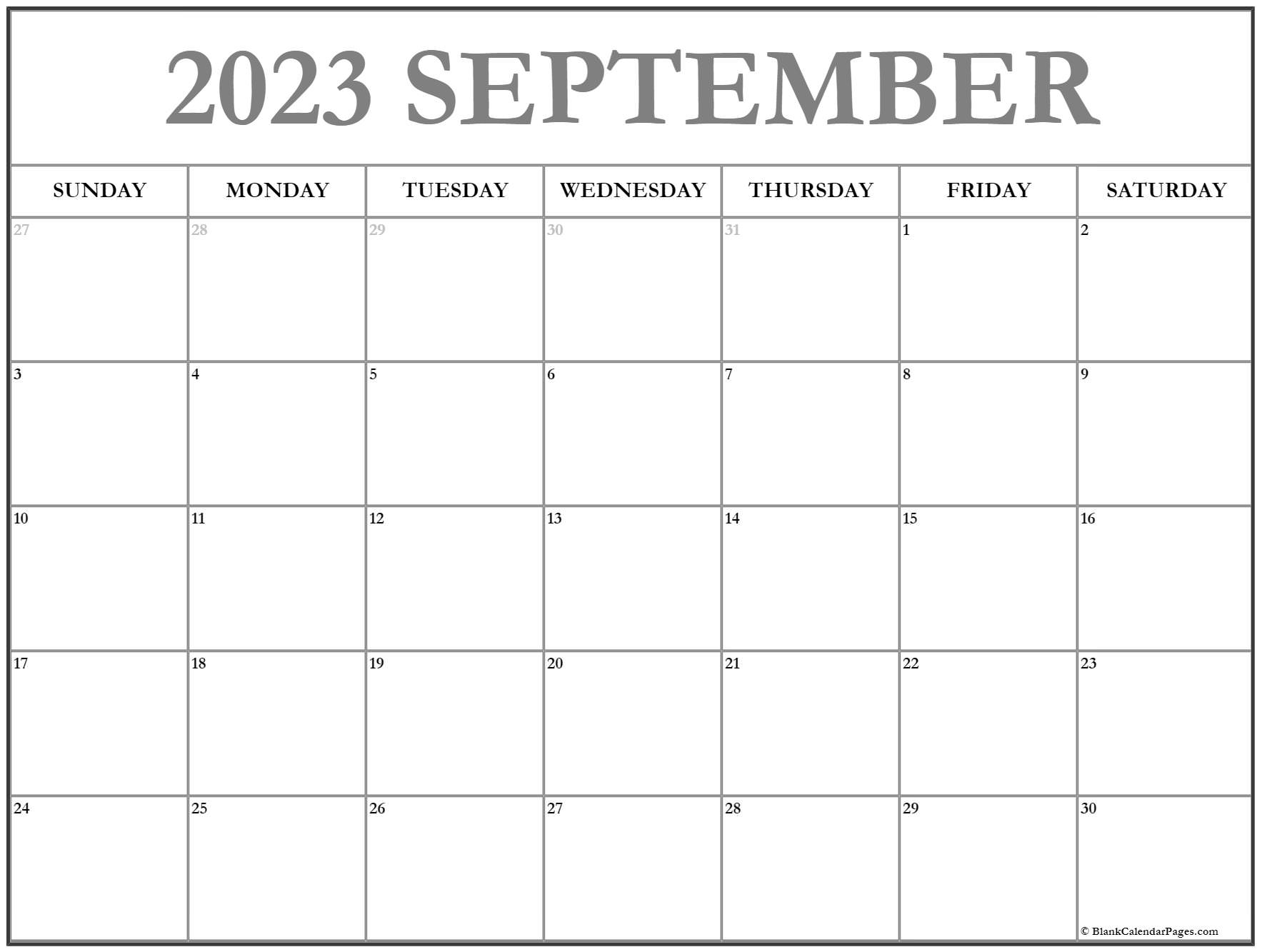 September 2023 Calendar Free Printable Calendar Templates